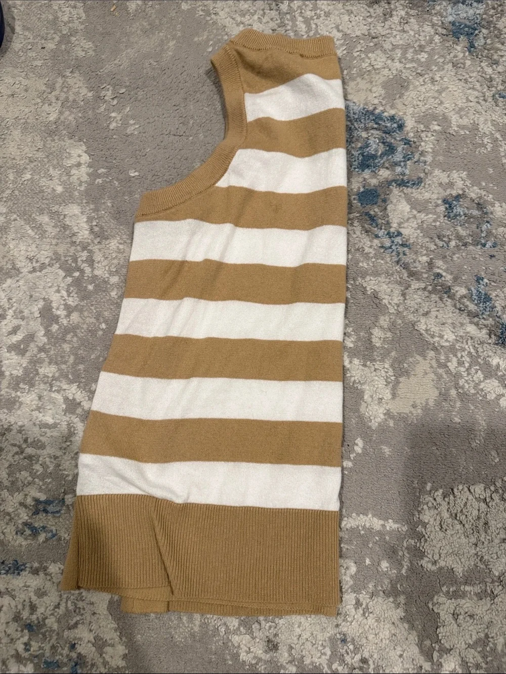 Michael kors Striped Sleeveless Knit Top in Camel and White